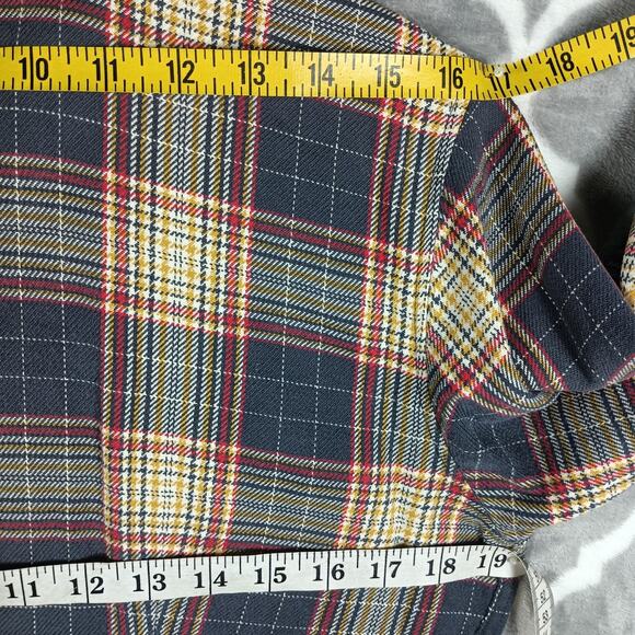 Patagonia Shirt Womens 6 Navy Red Plaid Fjord Flannel Henley Organic Cotton - Picture 6 of 11
